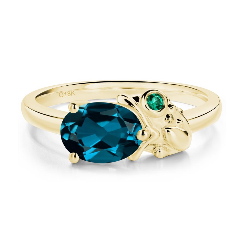 Nature Inspired Toad London Blue Topaz and Emerald Ring - LUO Jewelry #metal_18k yellow gold