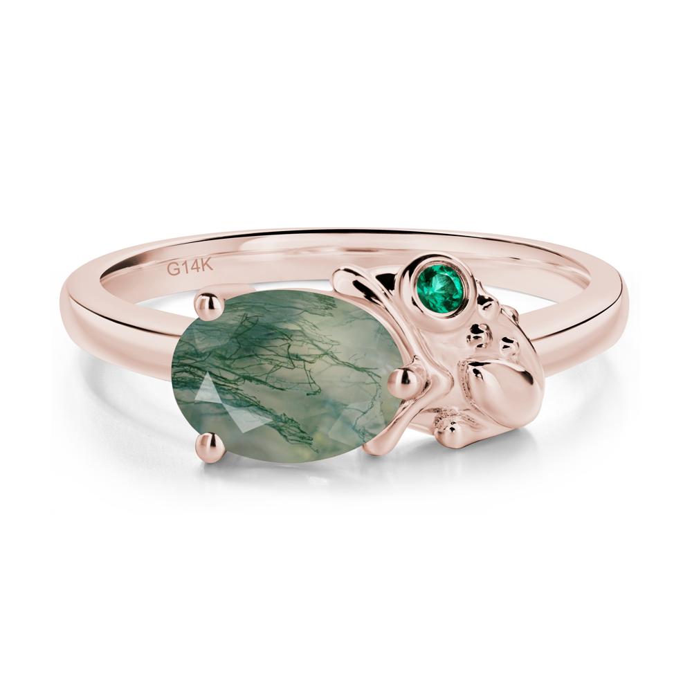 Nature Inspired Toad Moss Agate and Emerald Ring - LUO Jewelry #metal_14k rose gold