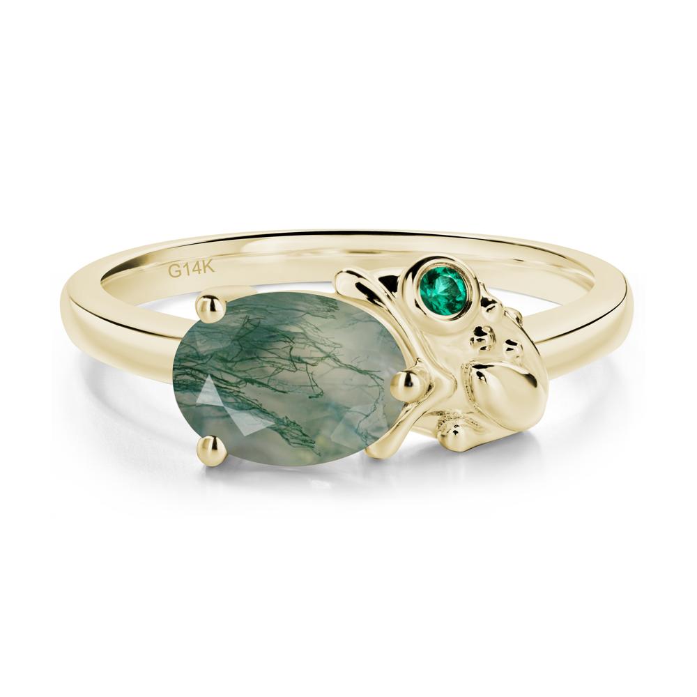 Nature Inspired Toad Moss Agate and Emerald Ring - LUO Jewelry #metal_14k yellow gold