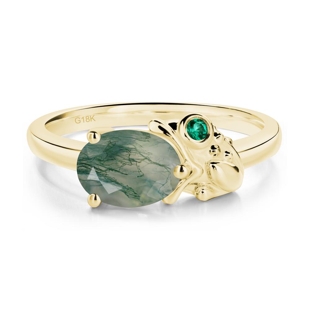 Nature Inspired Toad Moss Agate and Emerald Ring - LUO Jewelry #metal_18k yellow gold