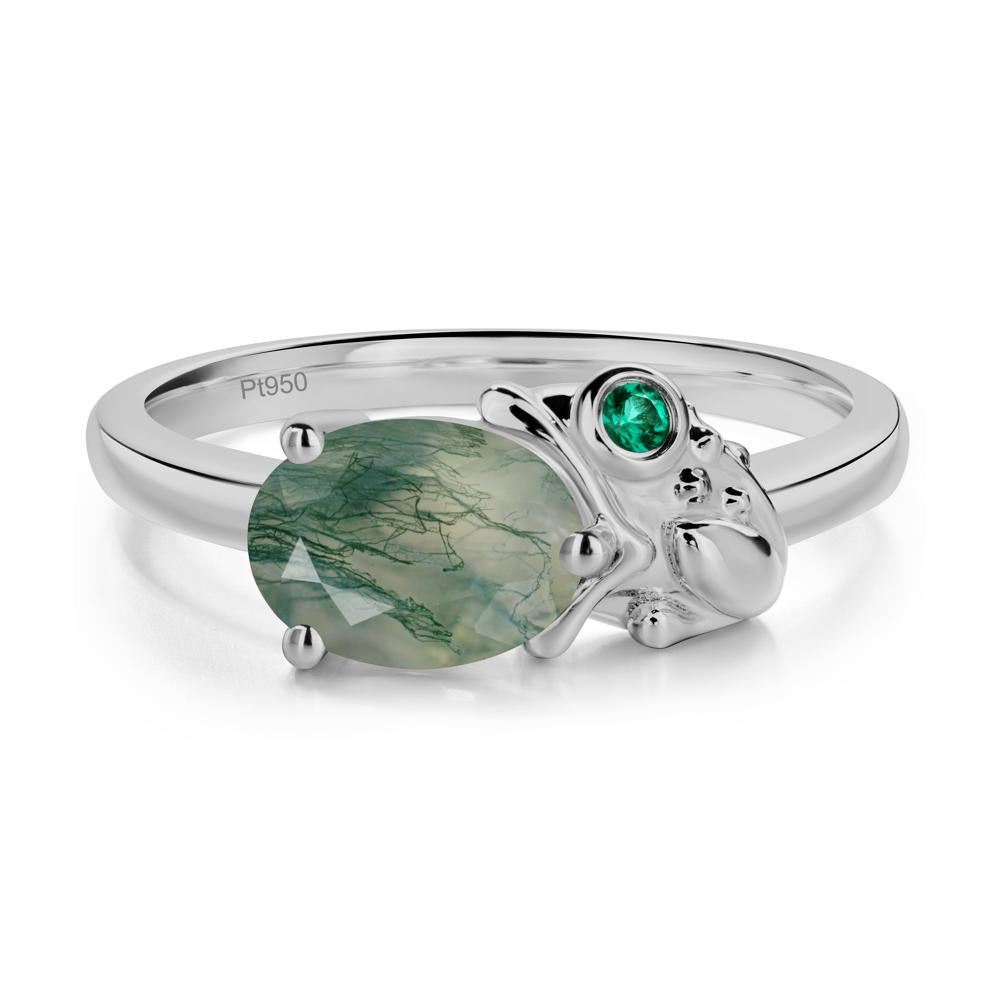 Nature Inspired Toad Moss Agate and Emerald Ring - LUO Jewelry #metal_platinum