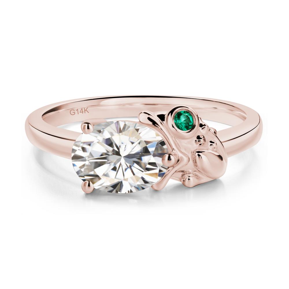 Nature Inspired Toad Moissanite and Emerald Ring - LUO Jewelry #metal_14k rose gold