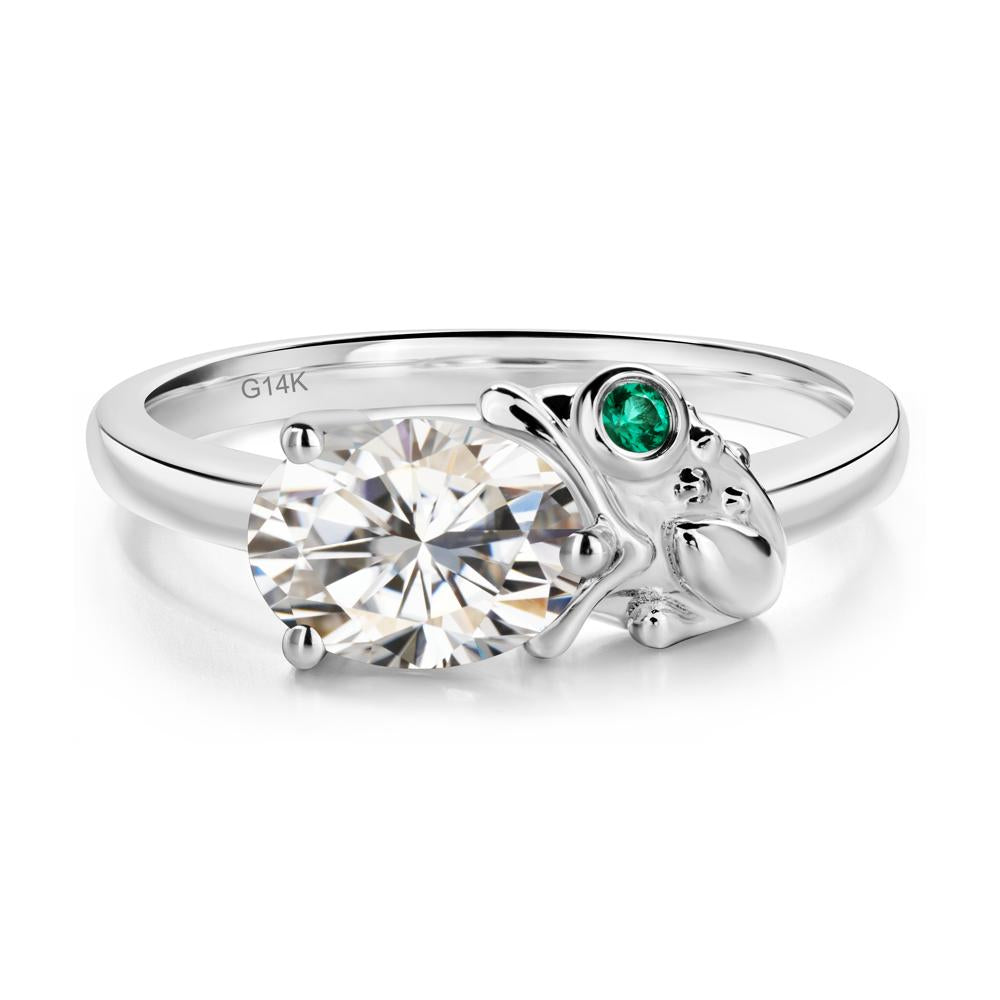 Nature Inspired Toad Moissanite and Emerald Ring - LUO Jewelry #metal_14k white gold