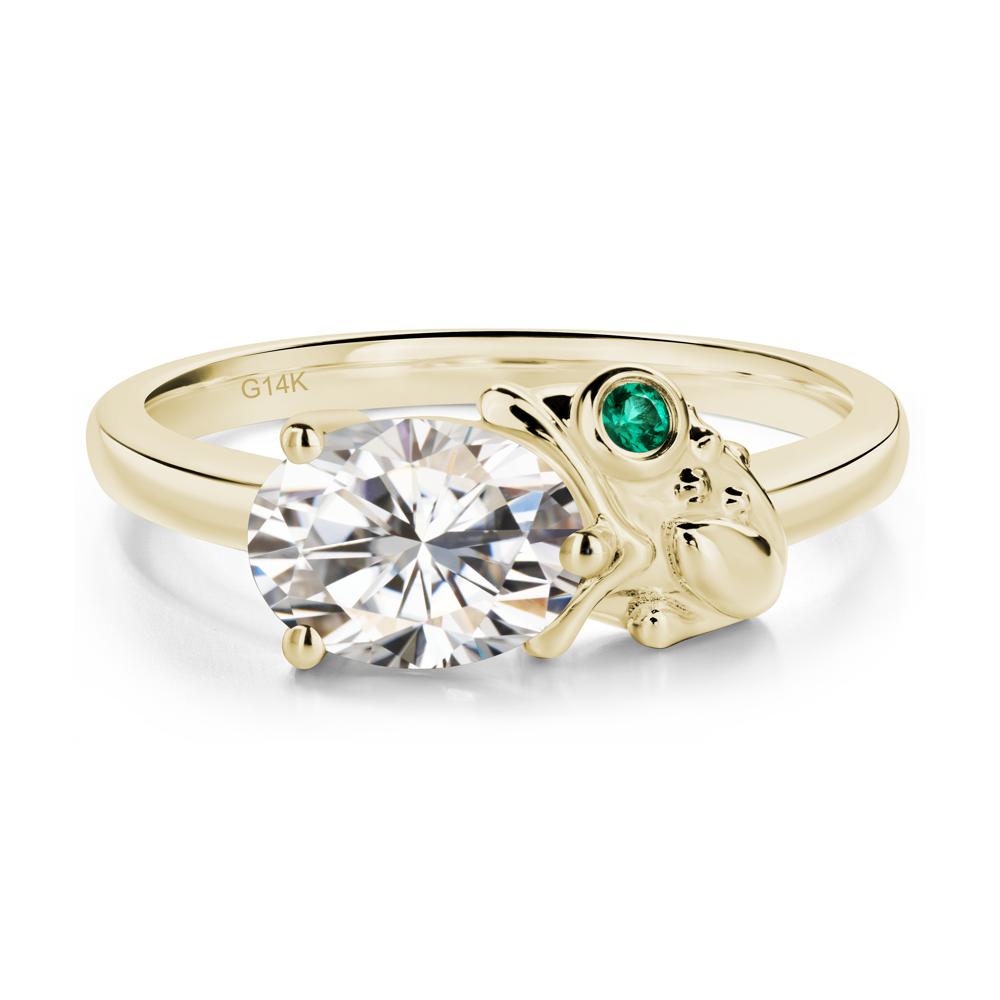 Nature Inspired Toad Moissanite and Emerald Ring - LUO Jewelry #metal_14k yellow gold