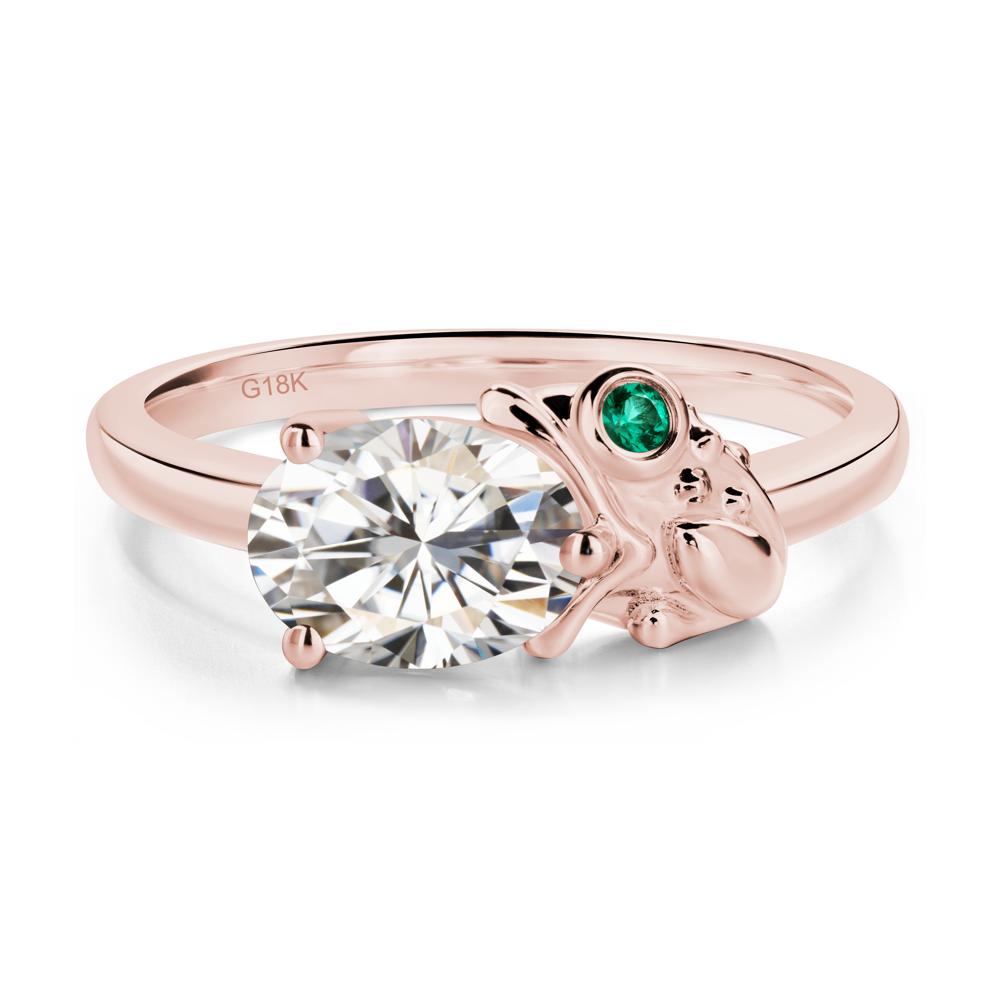 Nature Inspired Toad Moissanite and Emerald Ring - LUO Jewelry #metal_18k rose gold