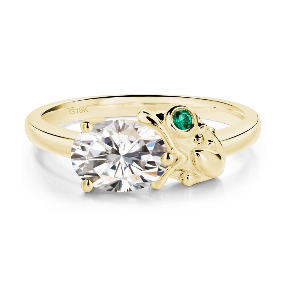 Nature Inspired Toad Moissanite and Emerald Ring - LUO Jewelry #metal_18k yellow gold