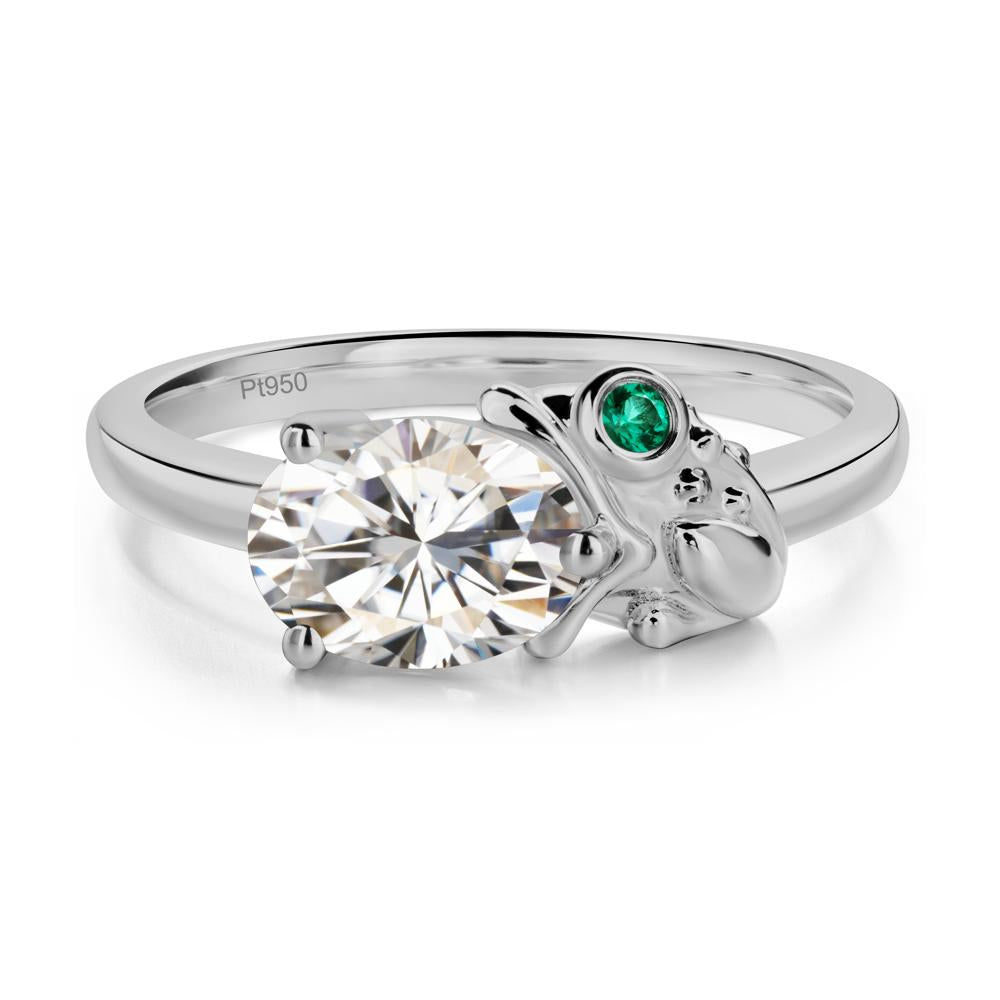 Nature Inspired Toad Moissanite and Emerald Ring - LUO Jewelry #metal_platinum