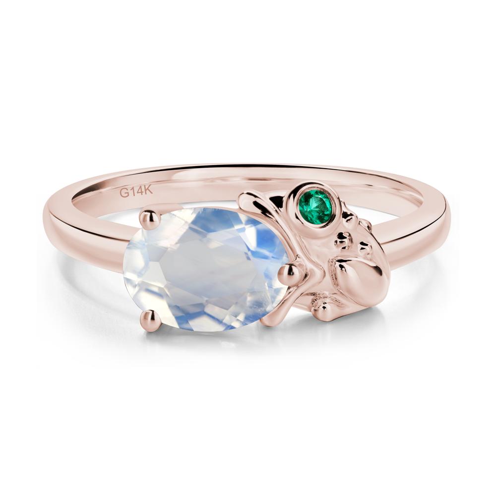 Nature Inspired Toad Moonstone and Emerald Ring - LUO Jewelry #metal_14k rose gold