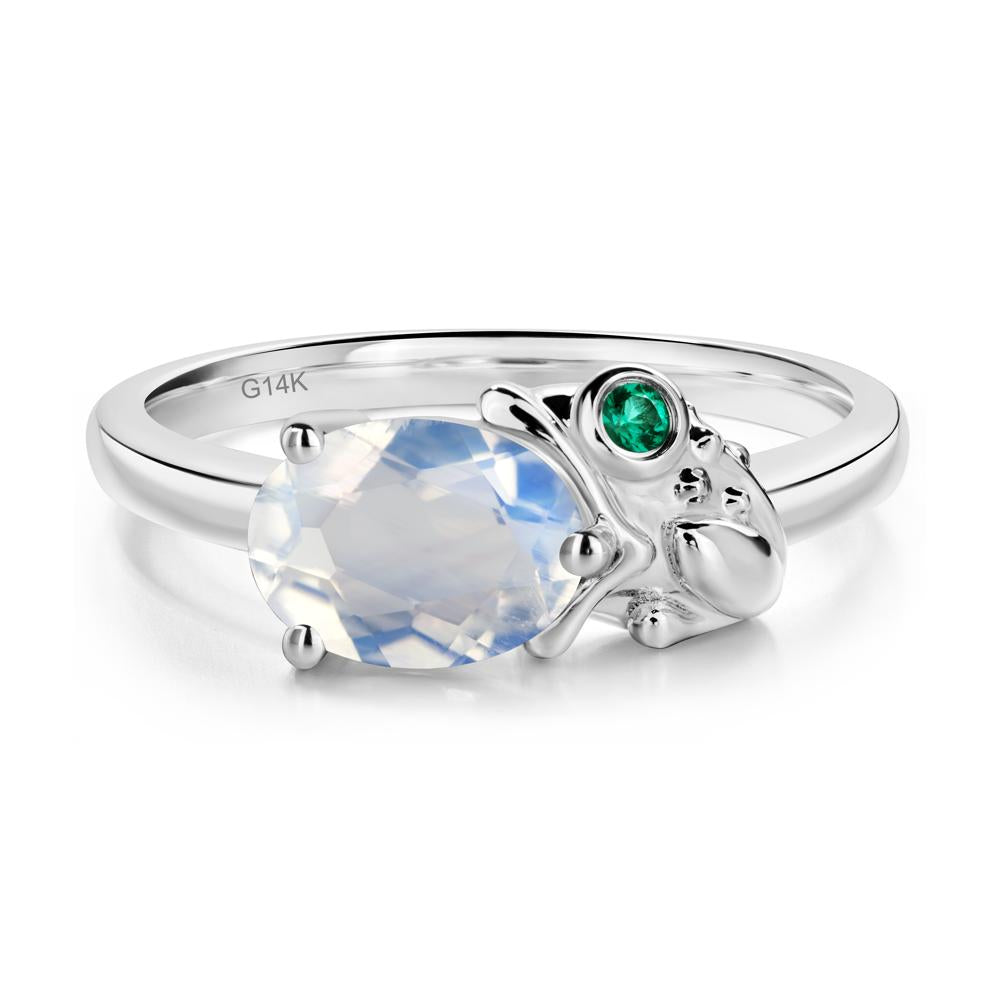 Nature Inspired Toad Moonstone and Emerald Ring - LUO Jewelry #metal_14k white gold