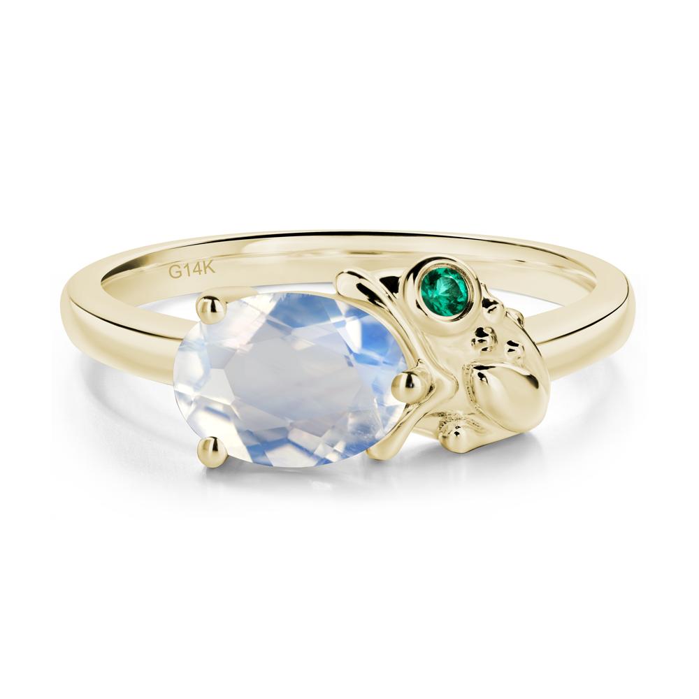 Nature Inspired Toad Moonstone and Emerald Ring - LUO Jewelry #metal_14k yellow gold