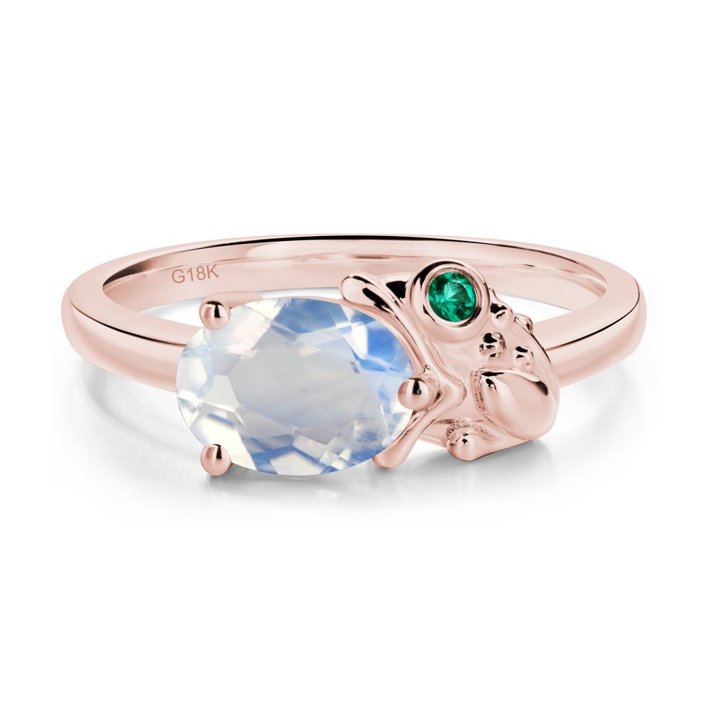 Nature Inspired Toad Moonstone and Emerald Ring - LUO Jewelry #metal_18k rose gold