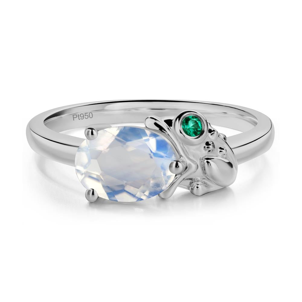 Nature Inspired Toad Moonstone and Emerald Ring - LUO Jewelry #metal_platinum