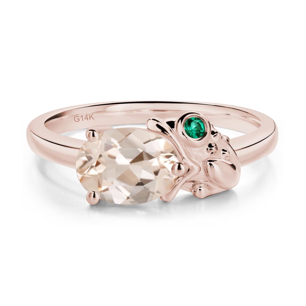 Nature Inspired Toad Morganite and Emerald Ring - LUO Jewelry #metal_14k rose gold