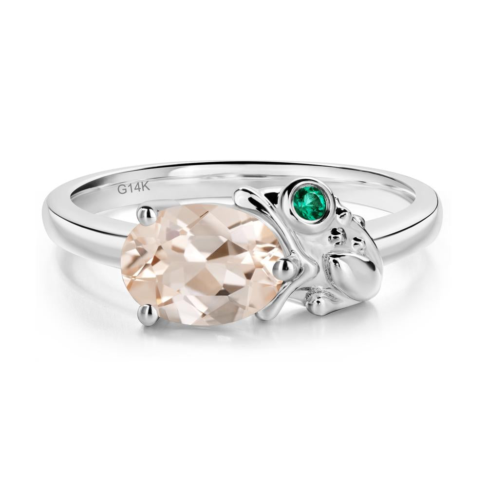 Nature Inspired Toad Morganite and Emerald Ring - LUO Jewelry #metal_14k white gold