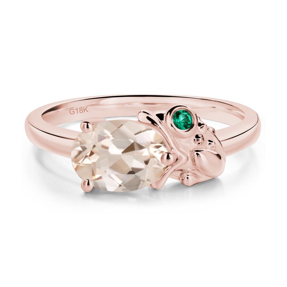 Nature Inspired Toad Morganite and Emerald Ring - LUO Jewelry #metal_18k rose gold