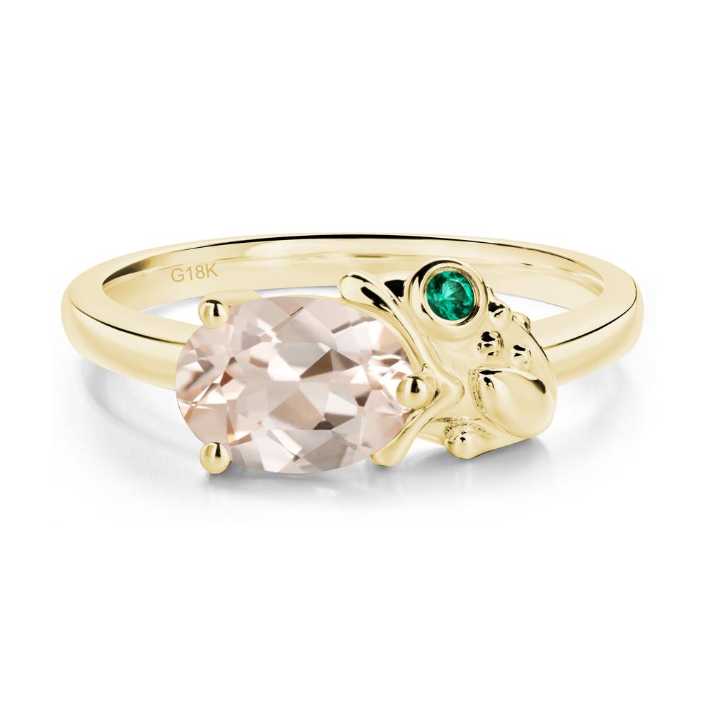 Nature Inspired Toad Morganite and Emerald Ring - LUO Jewelry #metal_18k yellow gold