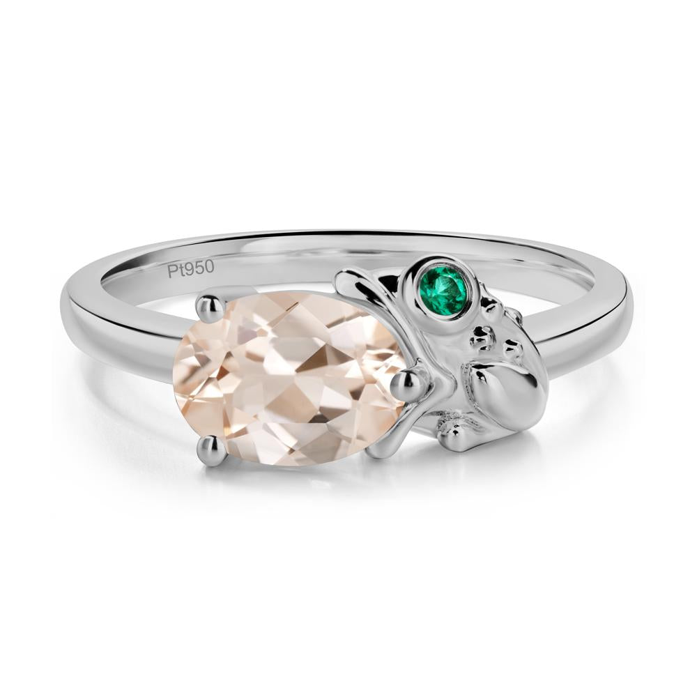 Nature Inspired Toad Morganite and Emerald Ring - LUO Jewelry #metal_platinum