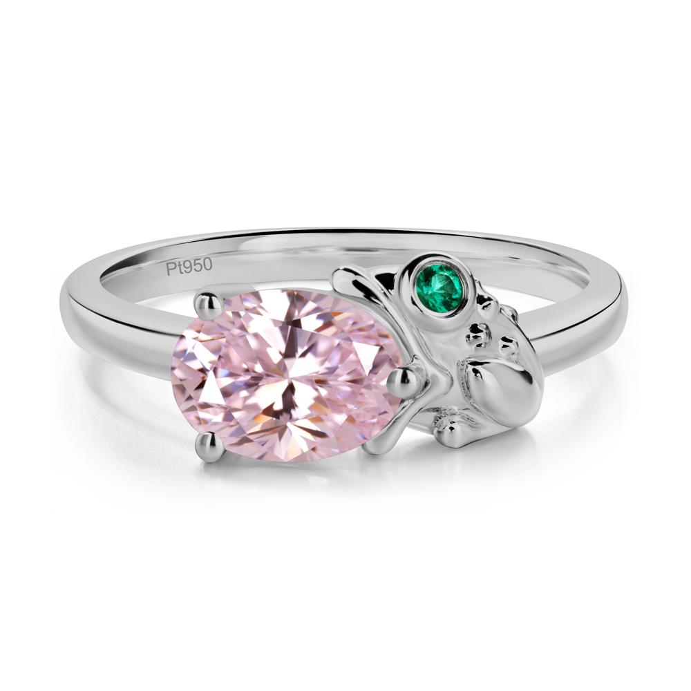 Nature Inspired Toad Pink Cubic Zirconia and Emerald Ring - LUO Jewelry #metal_platinum