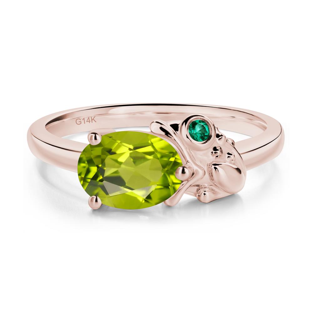 Nature Inspired Toad Peridot and Emerald Ring - LUO Jewelry #metal_14k rose gold