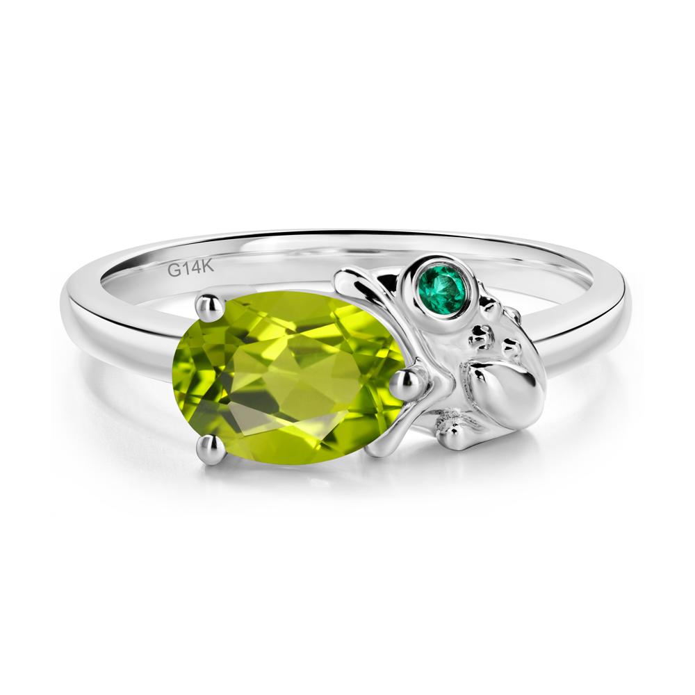 Nature Inspired Toad Peridot and Emerald Ring - LUO Jewelry #metal_14k white gold