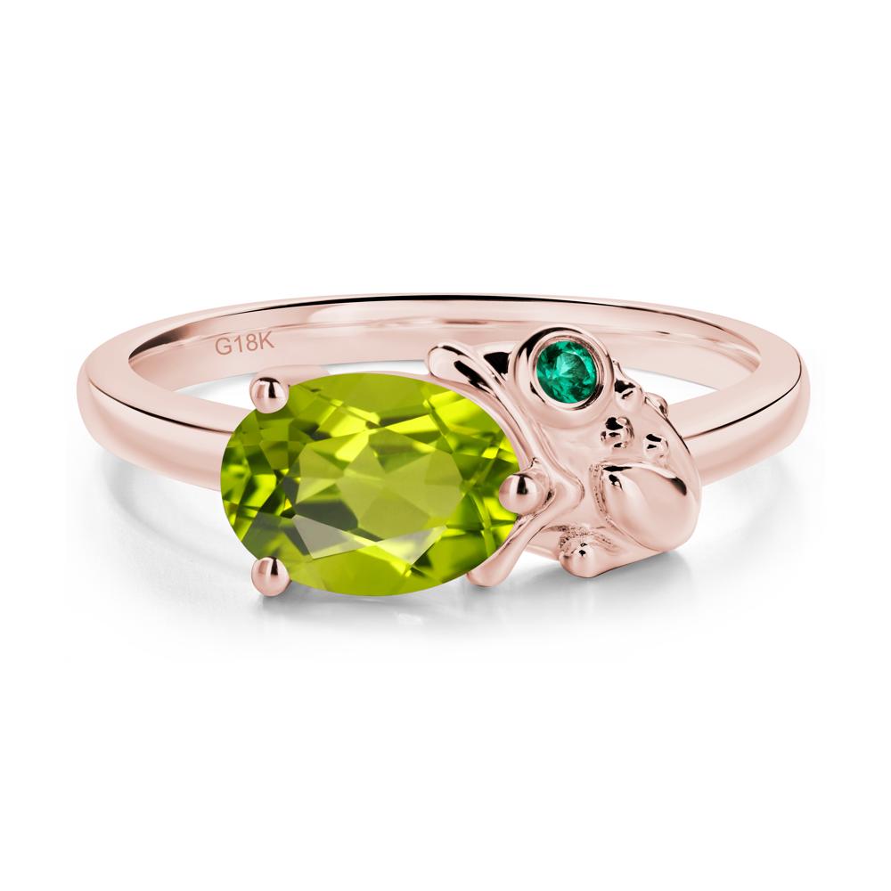 Nature Inspired Toad Peridot and Emerald Ring - LUO Jewelry #metal_18k rose gold