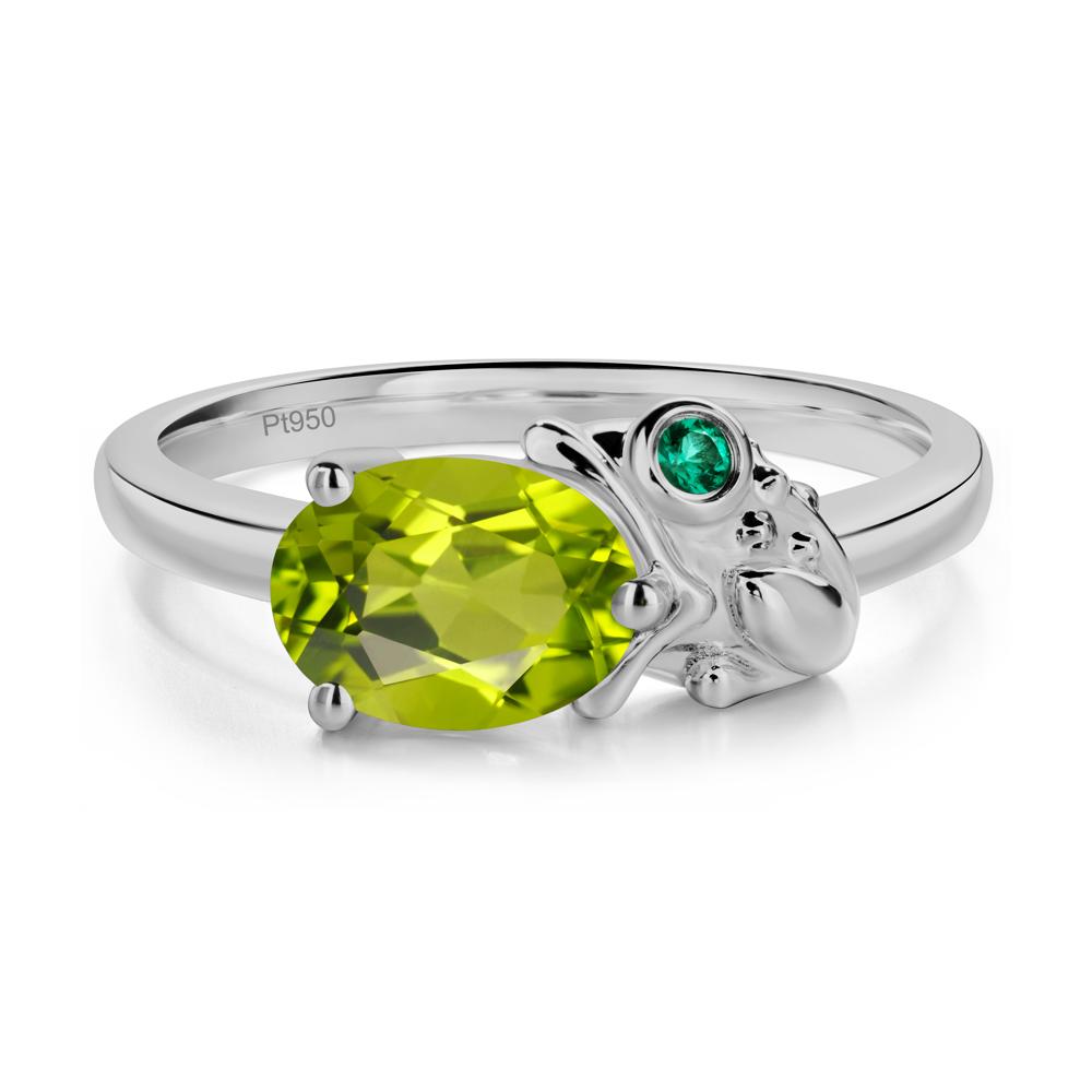 Nature Inspired Toad Peridot and Emerald Ring - LUO Jewelry #metal_platinum