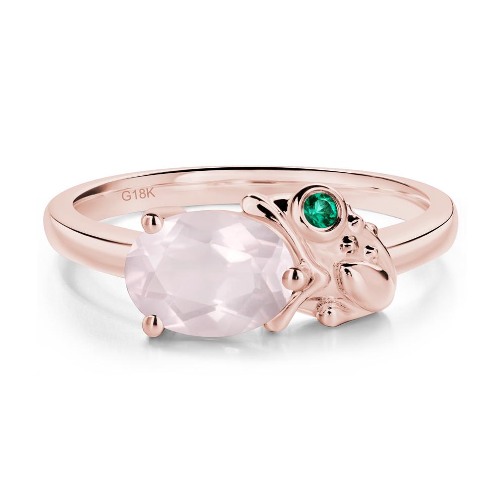 Nature Inspired Toad Rose Quartz and Emerald Ring - LUO Jewelry #metal_18k rose gold