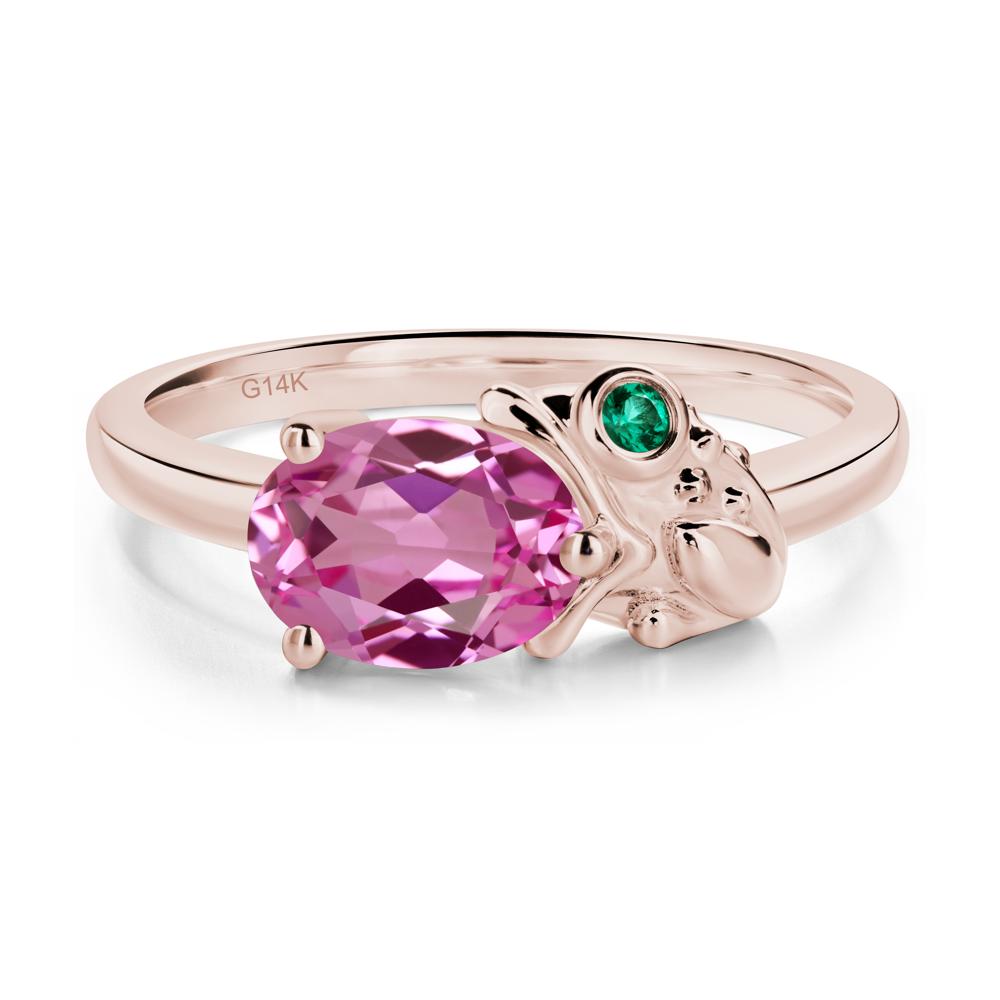 Nature Inspired Toad Pink Sapphire and Emerald Ring - LUO Jewelry #metal_14k rose gold