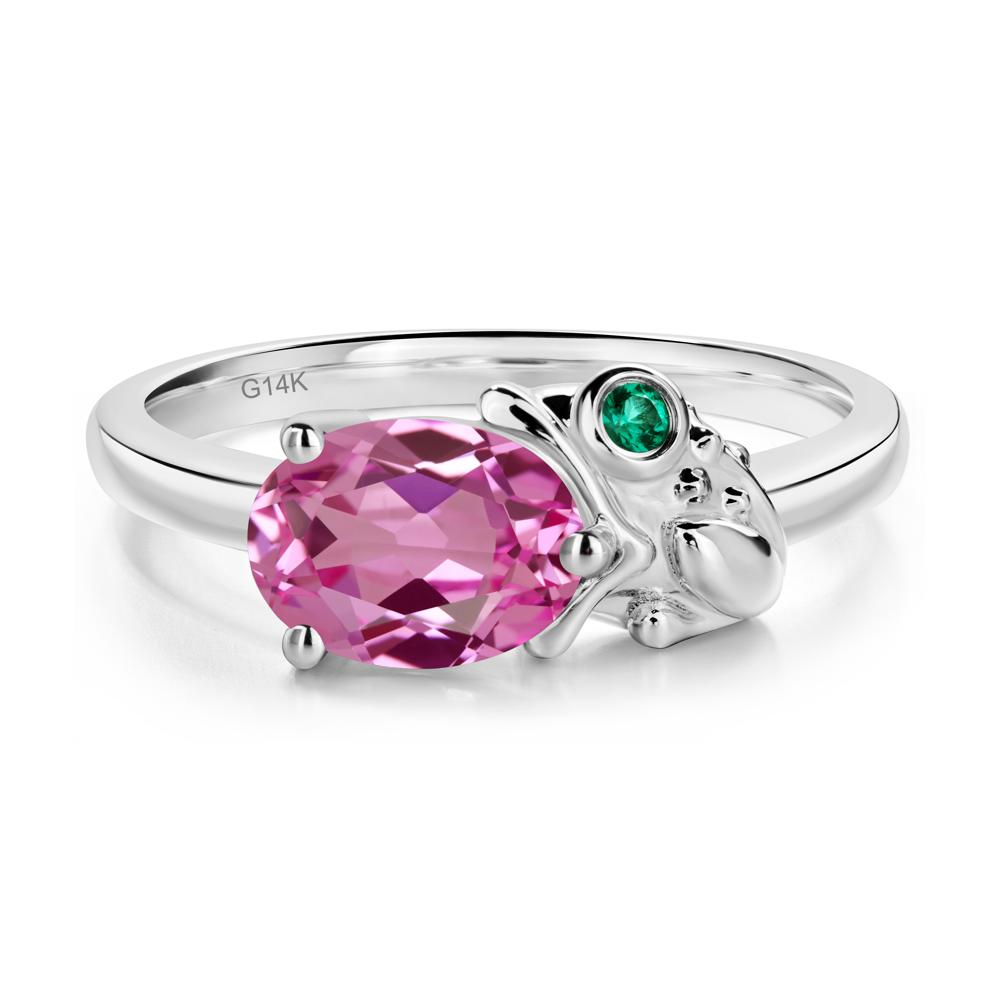 Nature Inspired Toad Pink Sapphire and Emerald Ring - LUO Jewelry #metal_14k white gold