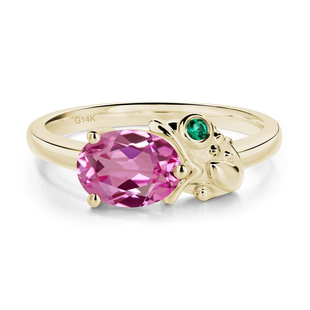 Nature Inspired Toad Pink Sapphire and Emerald Ring - LUO Jewelry #metal_14k yellow gold