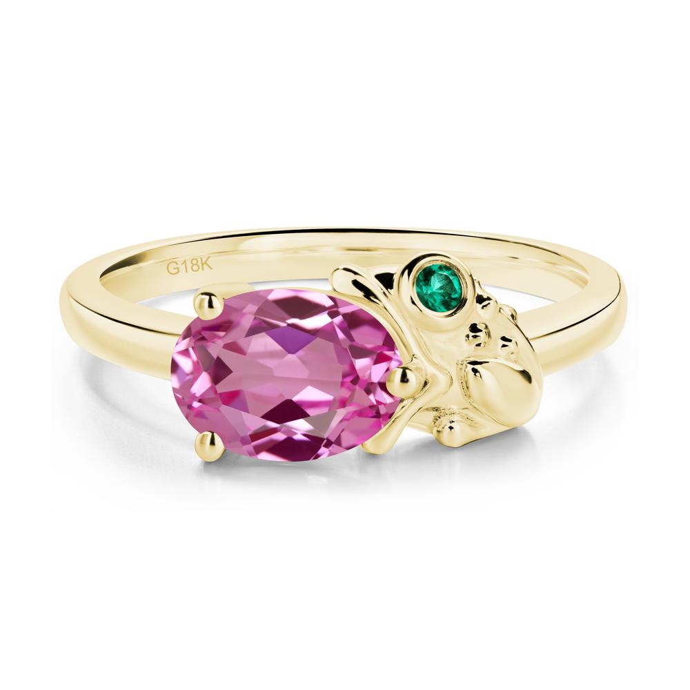 Nature Inspired Toad Pink Sapphire and Emerald Ring - LUO Jewelry #metal_18k yellow gold