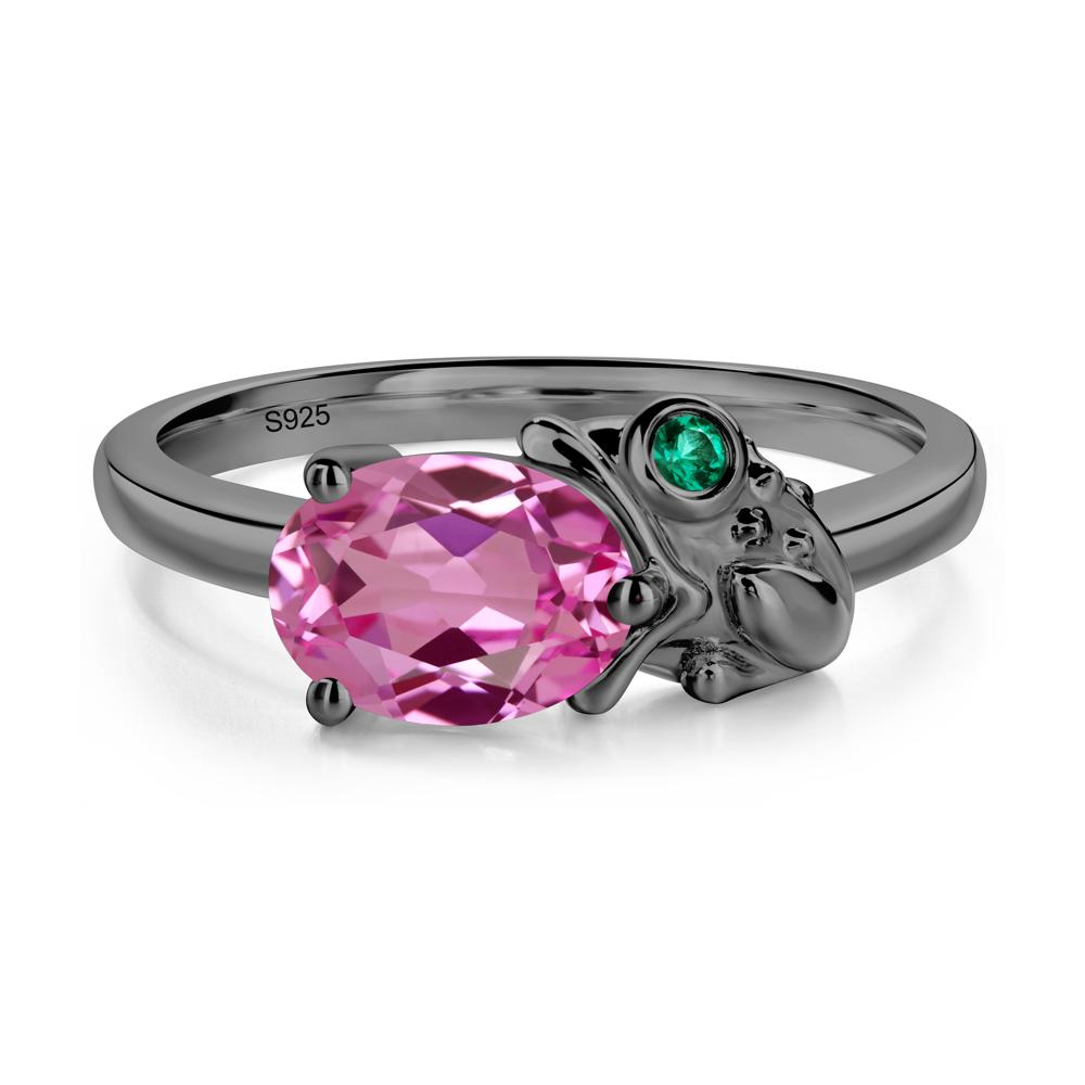 Nature Inspired Toad Pink Sapphire and Emerald Ring - LUO Jewelry #metal_black finish sterling silver