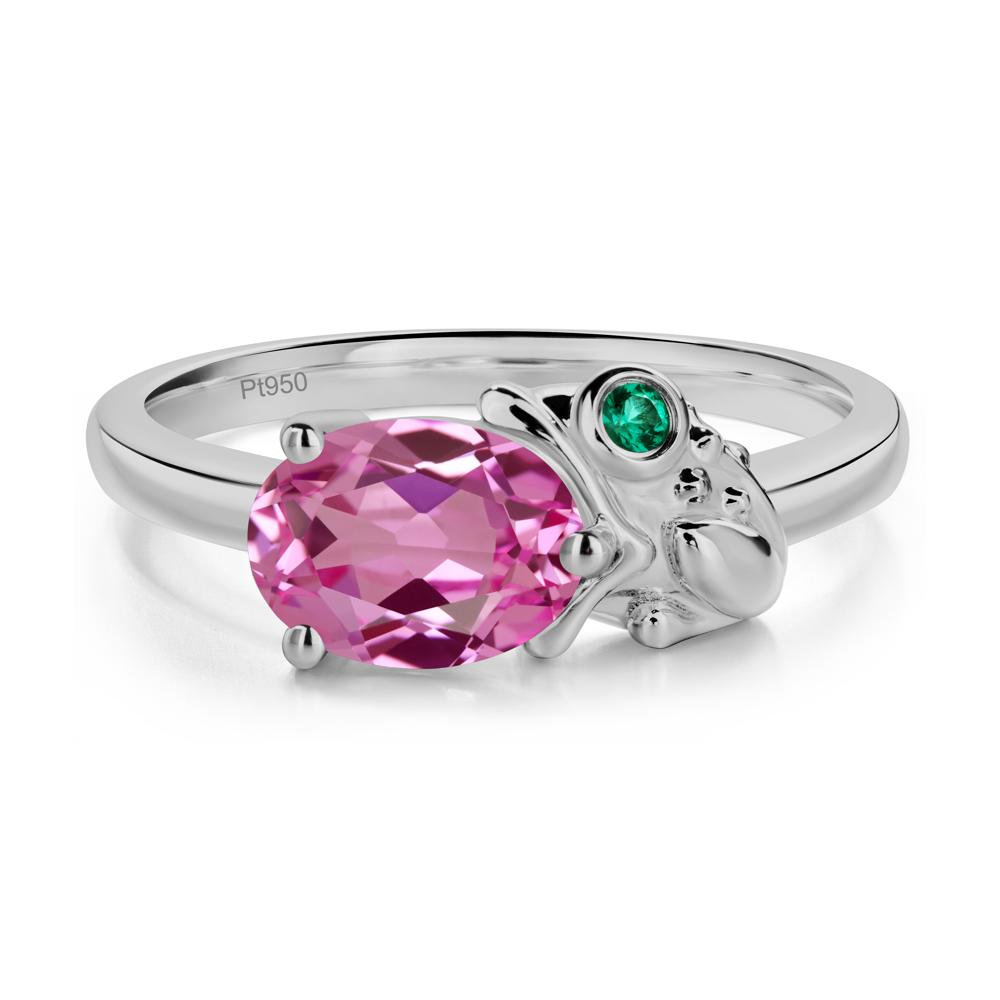 Nature Inspired Toad Pink Sapphire and Emerald Ring - LUO Jewelry #metal_platinum