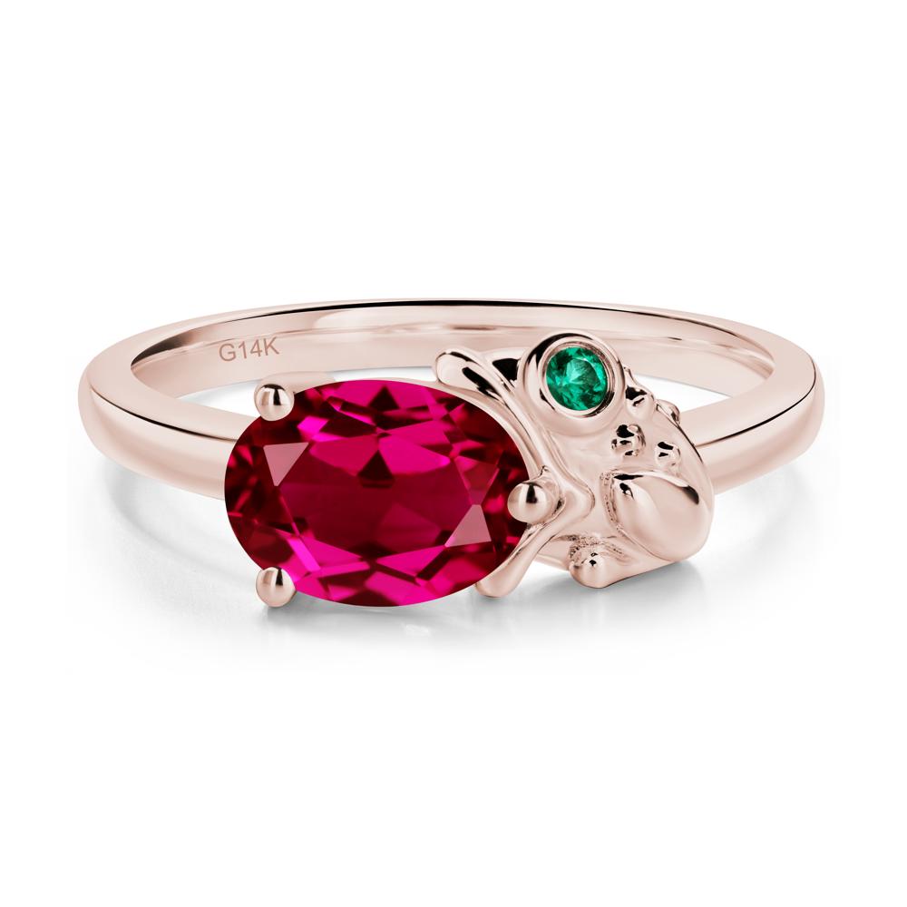 Nature Inspired Toad Ruby and Emerald Ring - LUO Jewelry #metal_14k rose gold