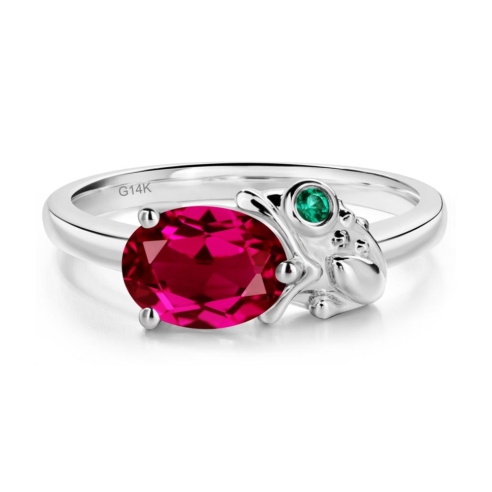 Nature Inspired Toad Ruby and Emerald Ring - LUO Jewelry #metal_14k white gold