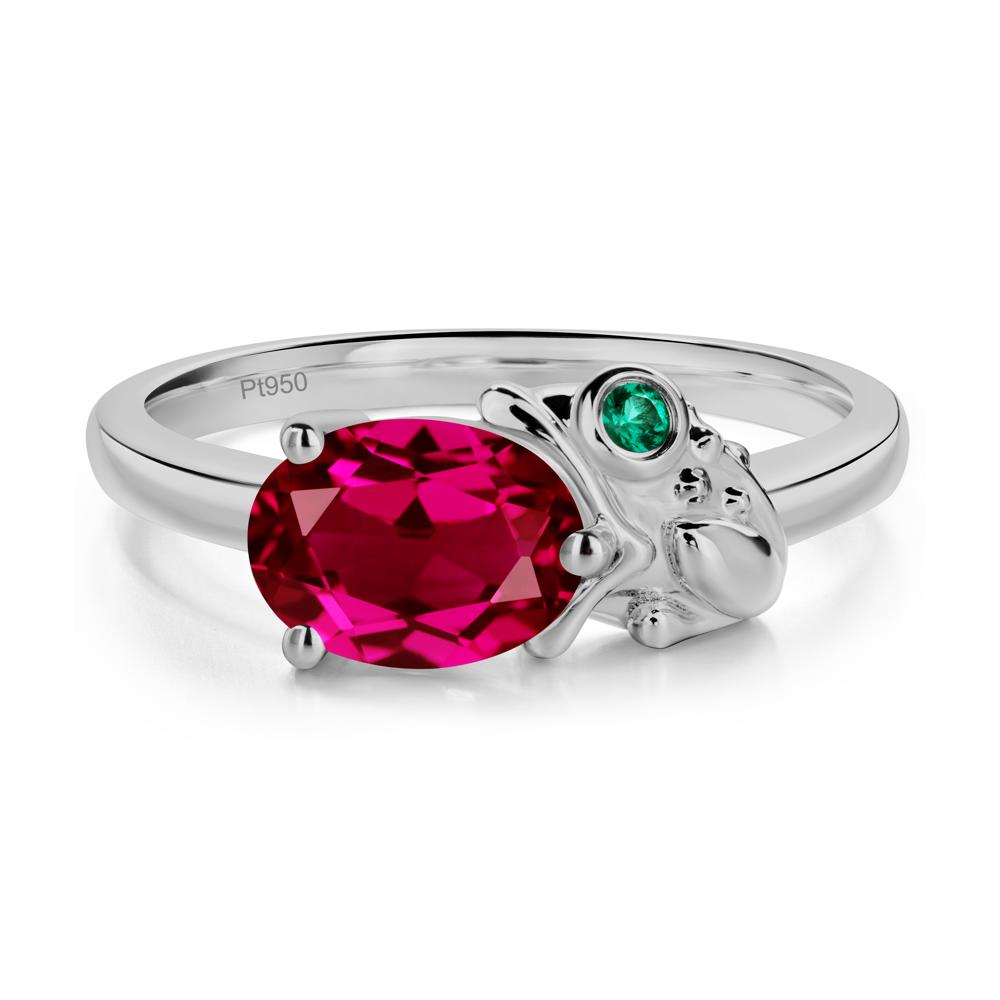 Nature Inspired Toad Ruby and Emerald Ring - LUO Jewelry #metal_platinum