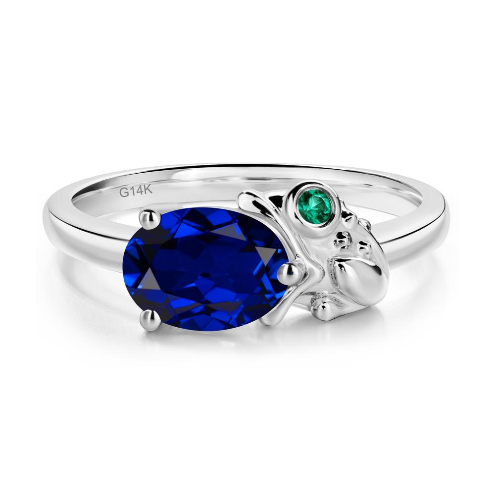 Nature Inspired Toad Sapphire and Emerald Ring - LUO Jewelry #metal_14k white gold