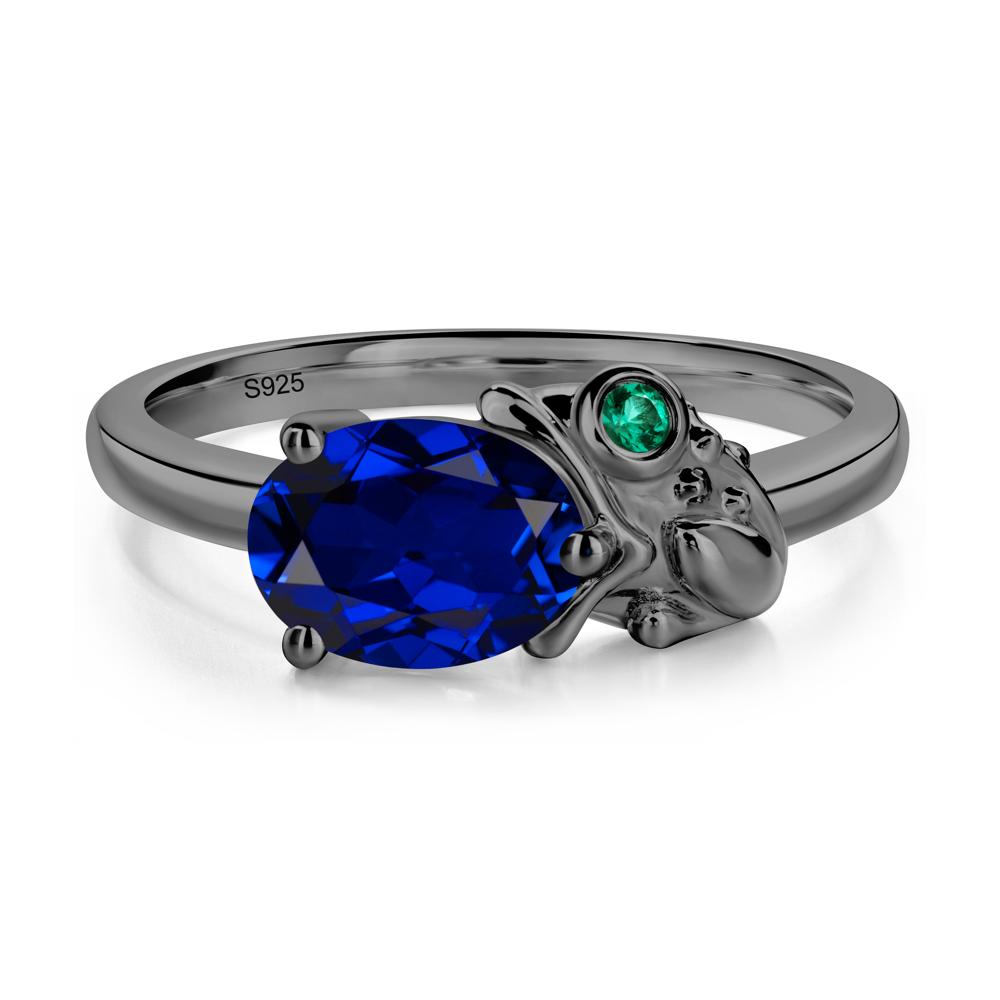 Nature Inspired Toad Sapphire and Emerald Ring - LUO Jewelry #metal_black finish sterling silver