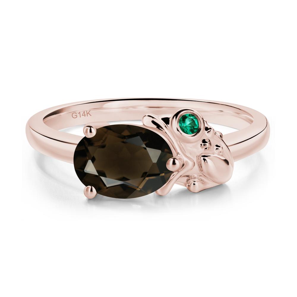 Nature Inspired Toad Smoky Quartz and Emerald Ring - LUO Jewelry #metal_14k rose gold