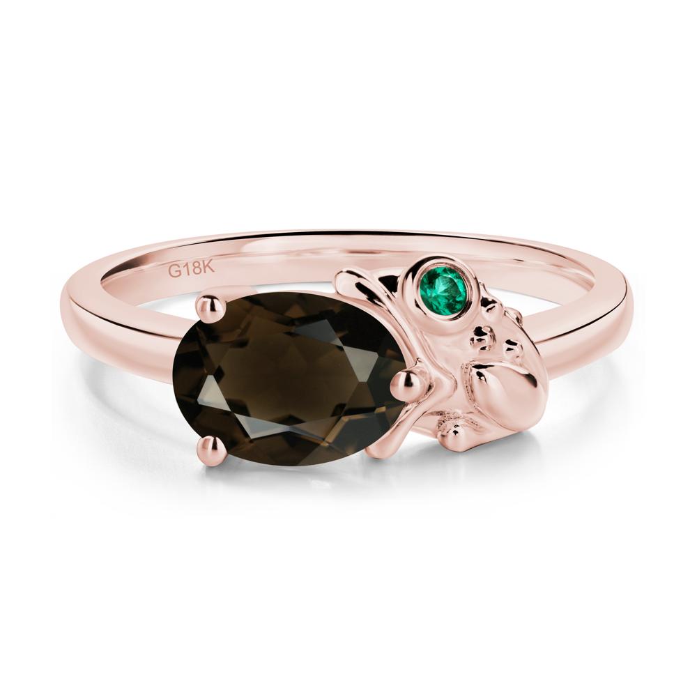 Nature Inspired Toad Smoky Quartz and Emerald Ring - LUO Jewelry #metal_18k rose gold