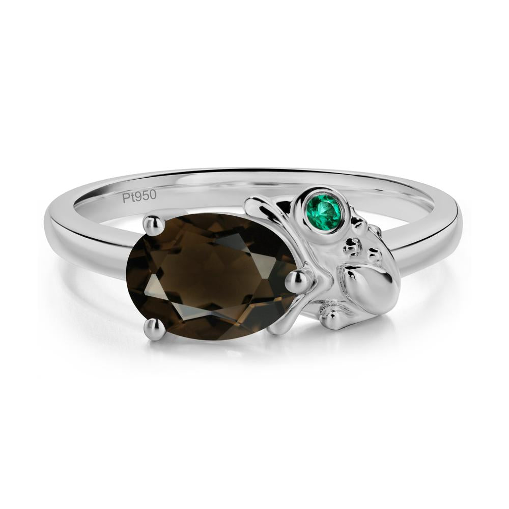 Nature Inspired Toad Smoky Quartz and Emerald Ring - LUO Jewelry #metal_platinum