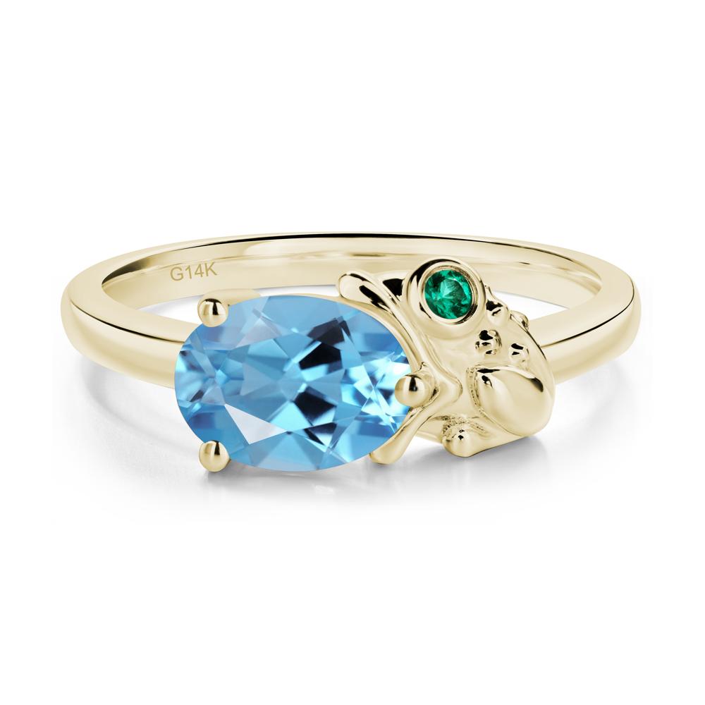 Nature Inspired Toad Swiss Blue Topaz and Emerald Ring - LUO Jewelry #metal_14k yellow gold