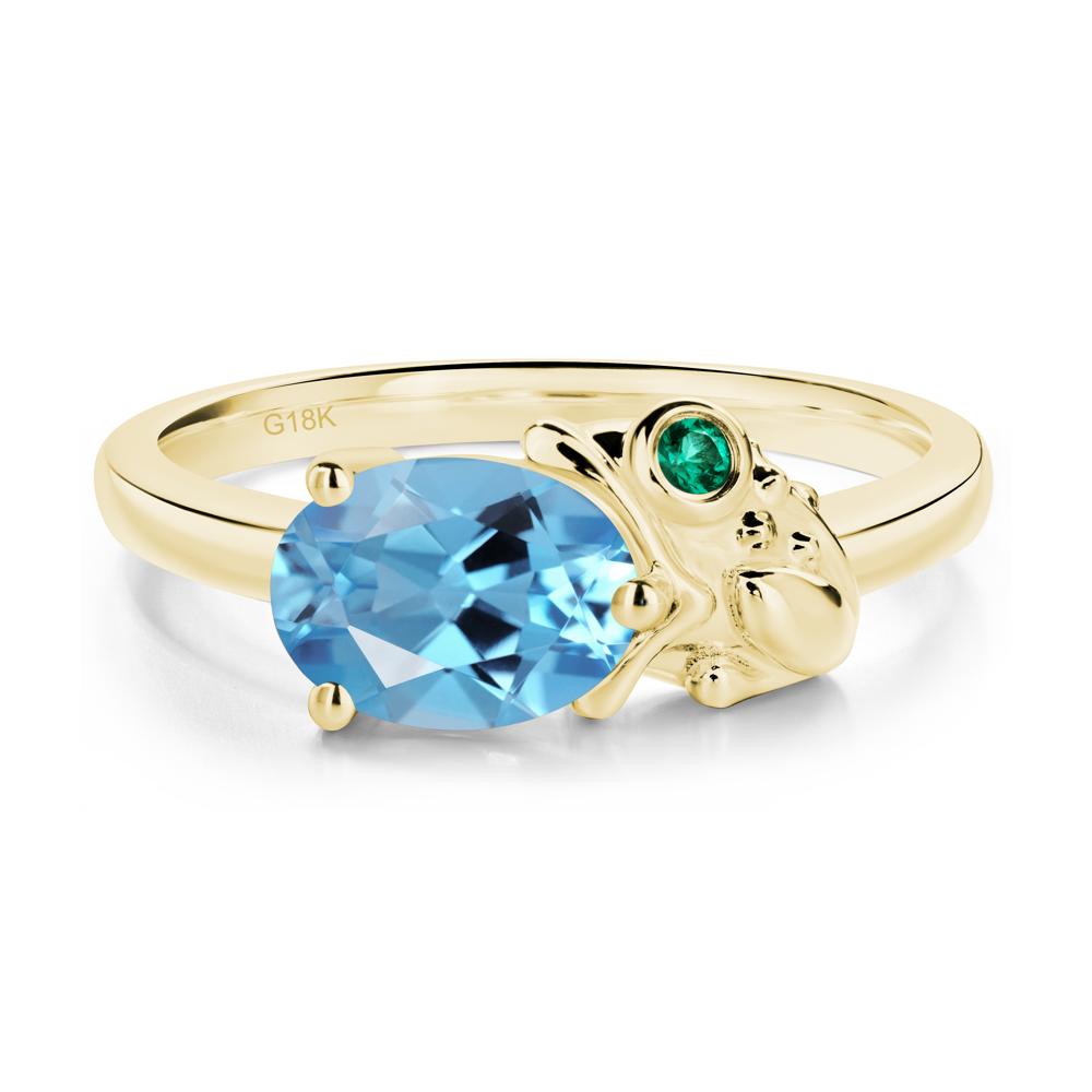 Nature Inspired Toad Swiss Blue Topaz and Emerald Ring - LUO Jewelry #metal_18k yellow gold