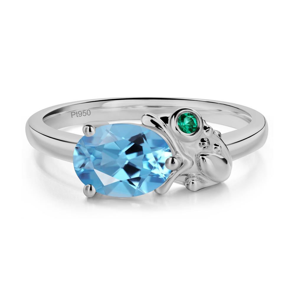 Nature Inspired Toad Swiss Blue Topaz and Emerald Ring - LUO Jewelry #metal_platinum