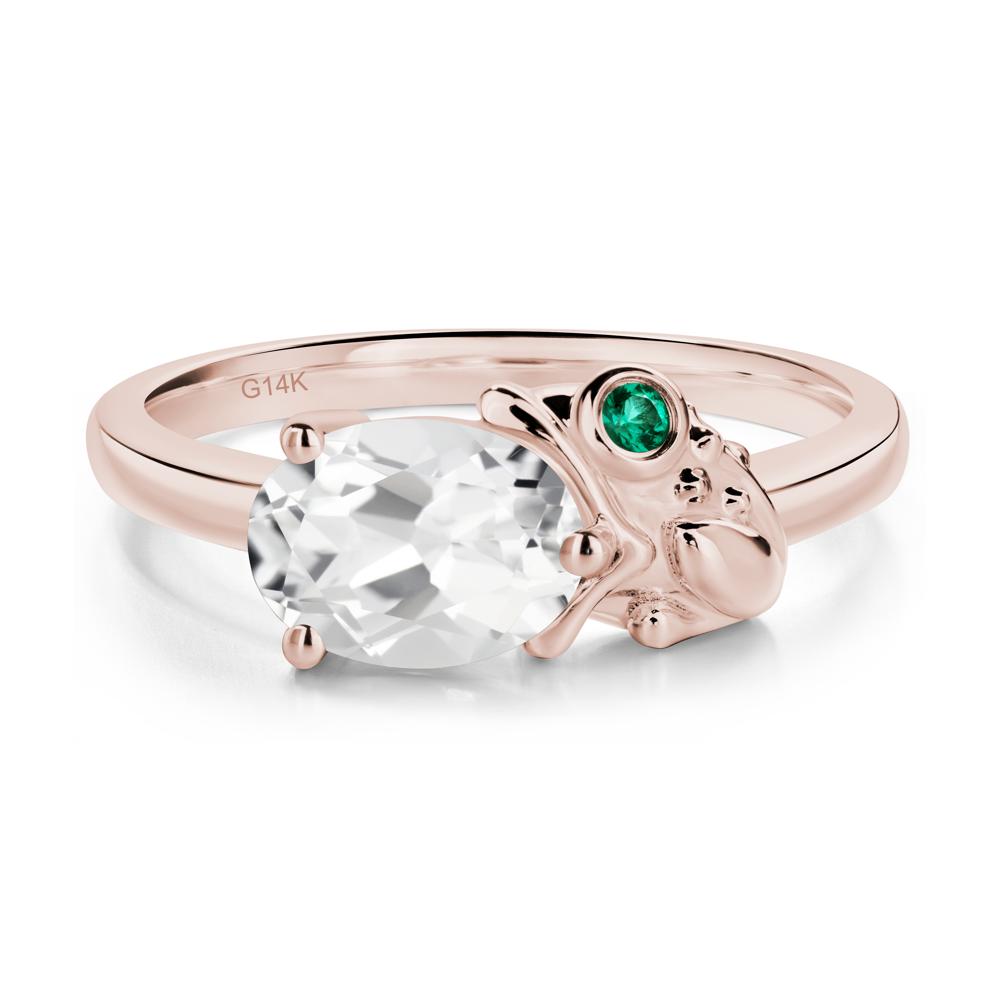 Nature Inspired Toad White Topaz and Emerald Ring - LUO Jewelry #metal_14k rose gold