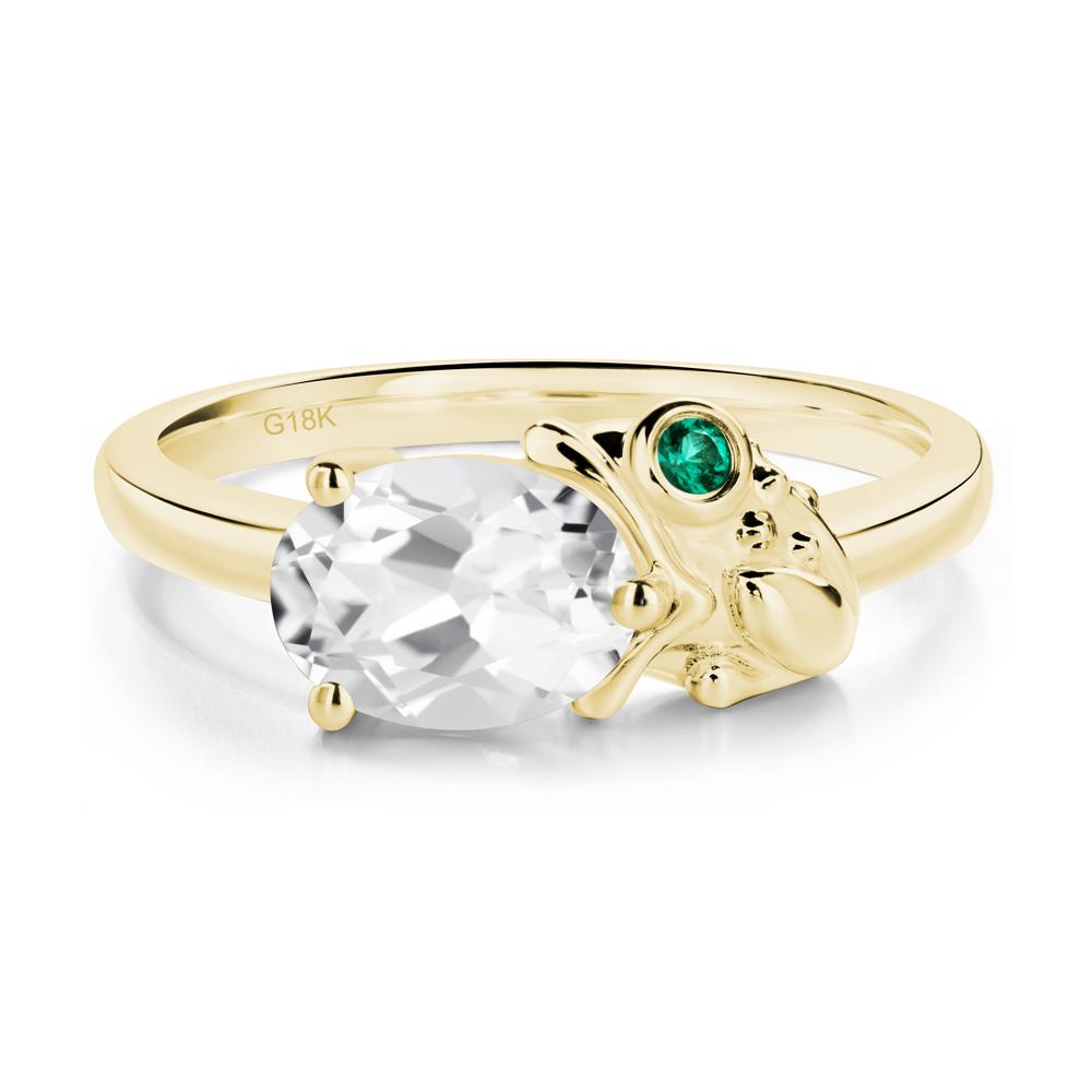 Nature Inspired Toad White Topaz and Emerald Ring - LUO Jewelry #metal_18k yellow gold