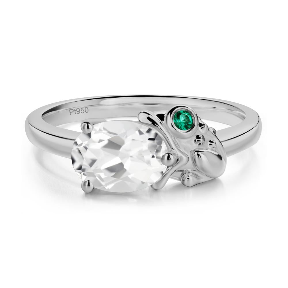 Nature Inspired Toad White Topaz and Emerald Ring - LUO Jewelry #metal_platinum