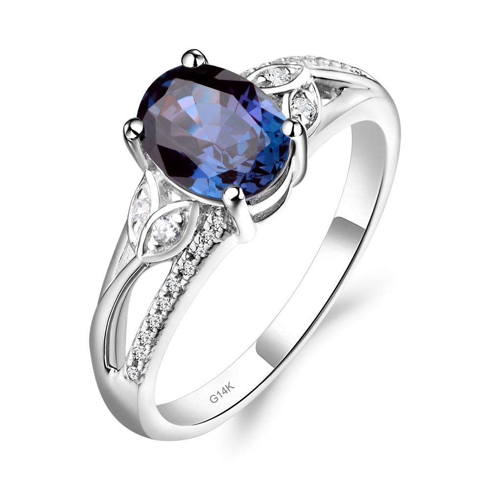 Oval Cut Alexandrite Ring - LUO Jewelry #metal_14k white gold