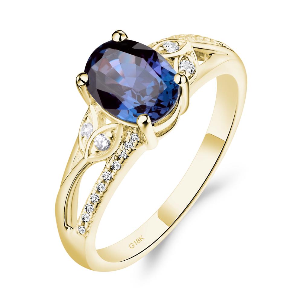 Oval Cut Alexandrite Ring - LUO Jewelry #metal_18k yellow gold