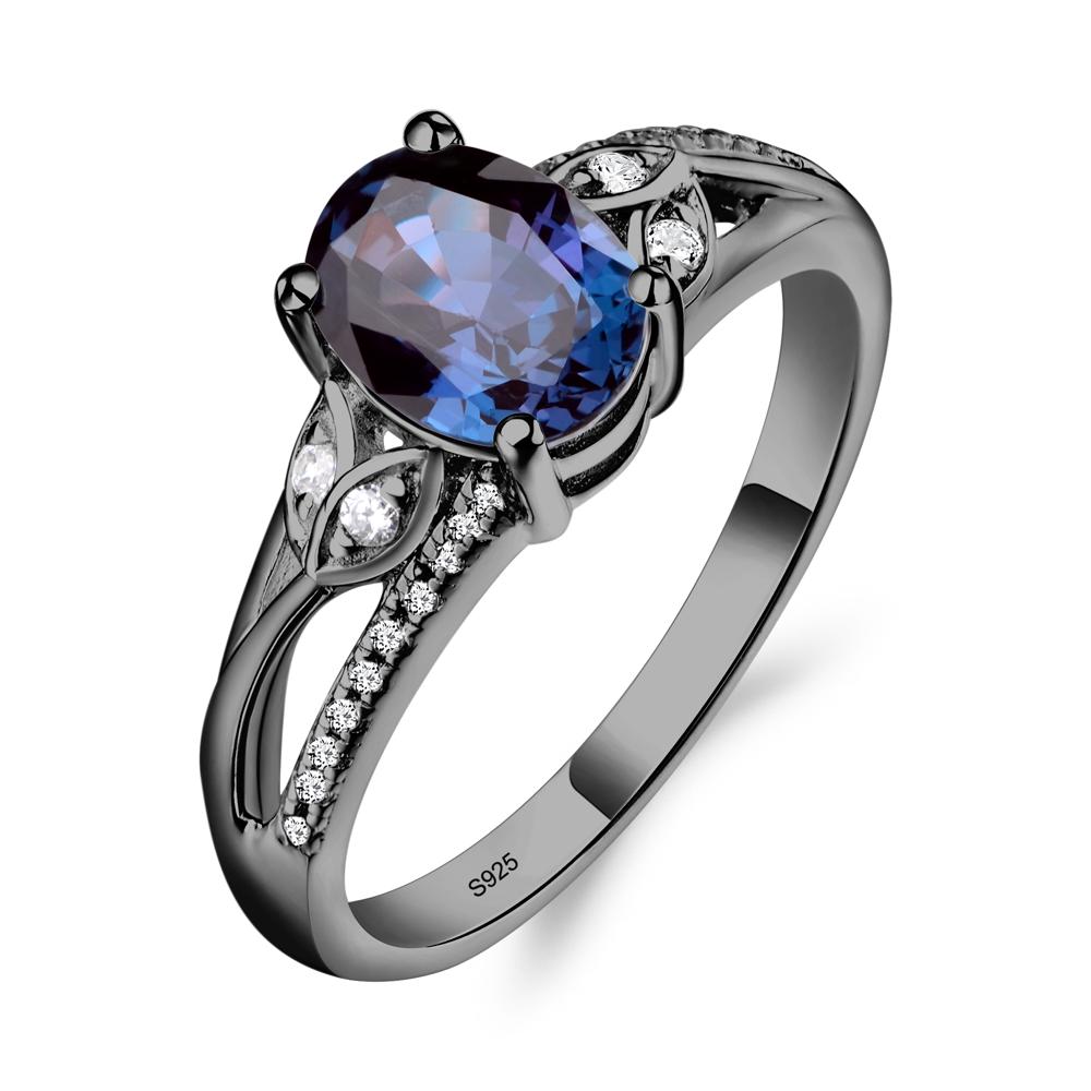 Oval Cut Alexandrite Ring - LUO Jewelry #metal_black finish sterling silver